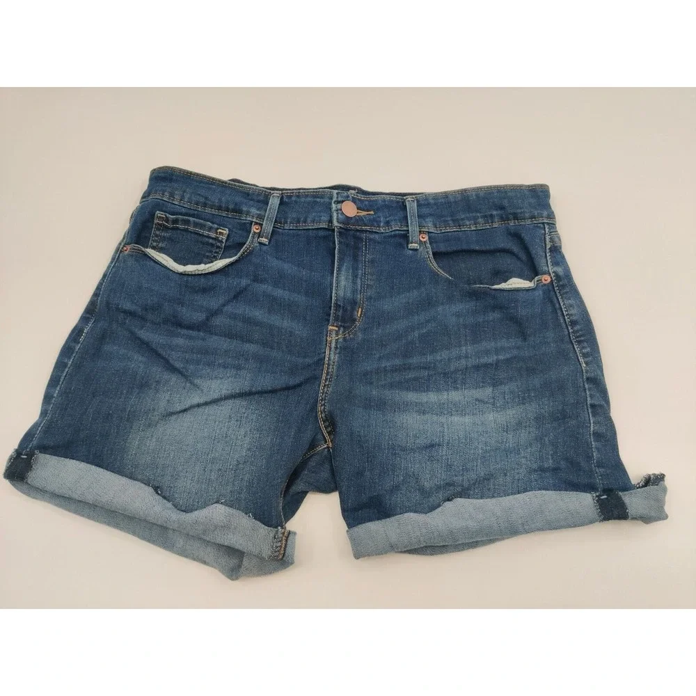 Signature by Levi Strauss Womens Mid Rise Denim Shorts Blue Cuffed Size 10 W30